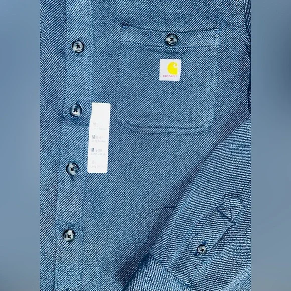 NWT Carhartt SZ M (8-10) blue shacket 2 breast pockets & 2 side pockets/bust 46” - Picture 8 of 8